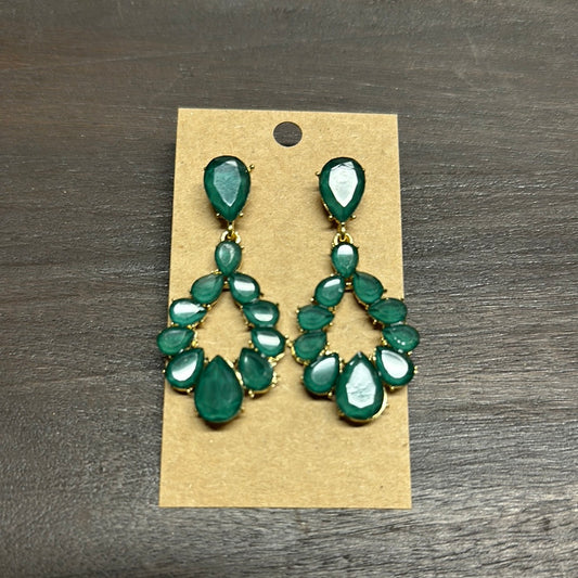 Formal Earrings Jade Green Gold Base
