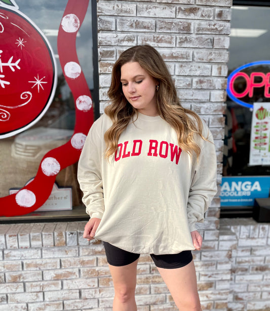 Old Row Pigment Dyed Crewneck Tan with Red