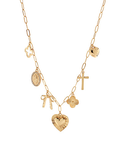 Heart & Clover Charm Necklace
