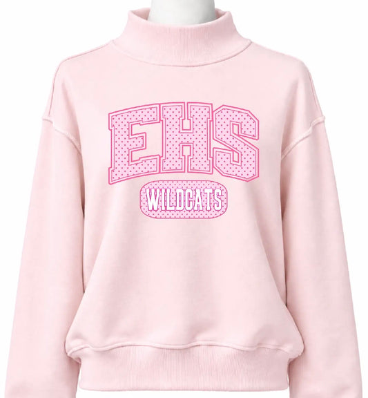 EHS Wildcats Pink Polka Dot Mock Neck