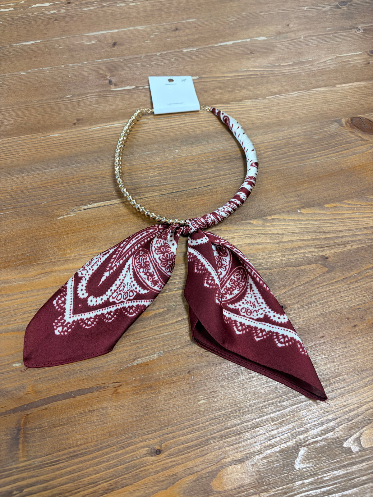 Scarf Necklace - Burgundy