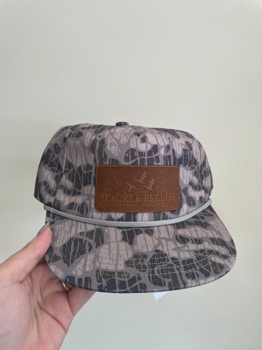 Speckle Bellies Leather Patch Vein Camo Hat