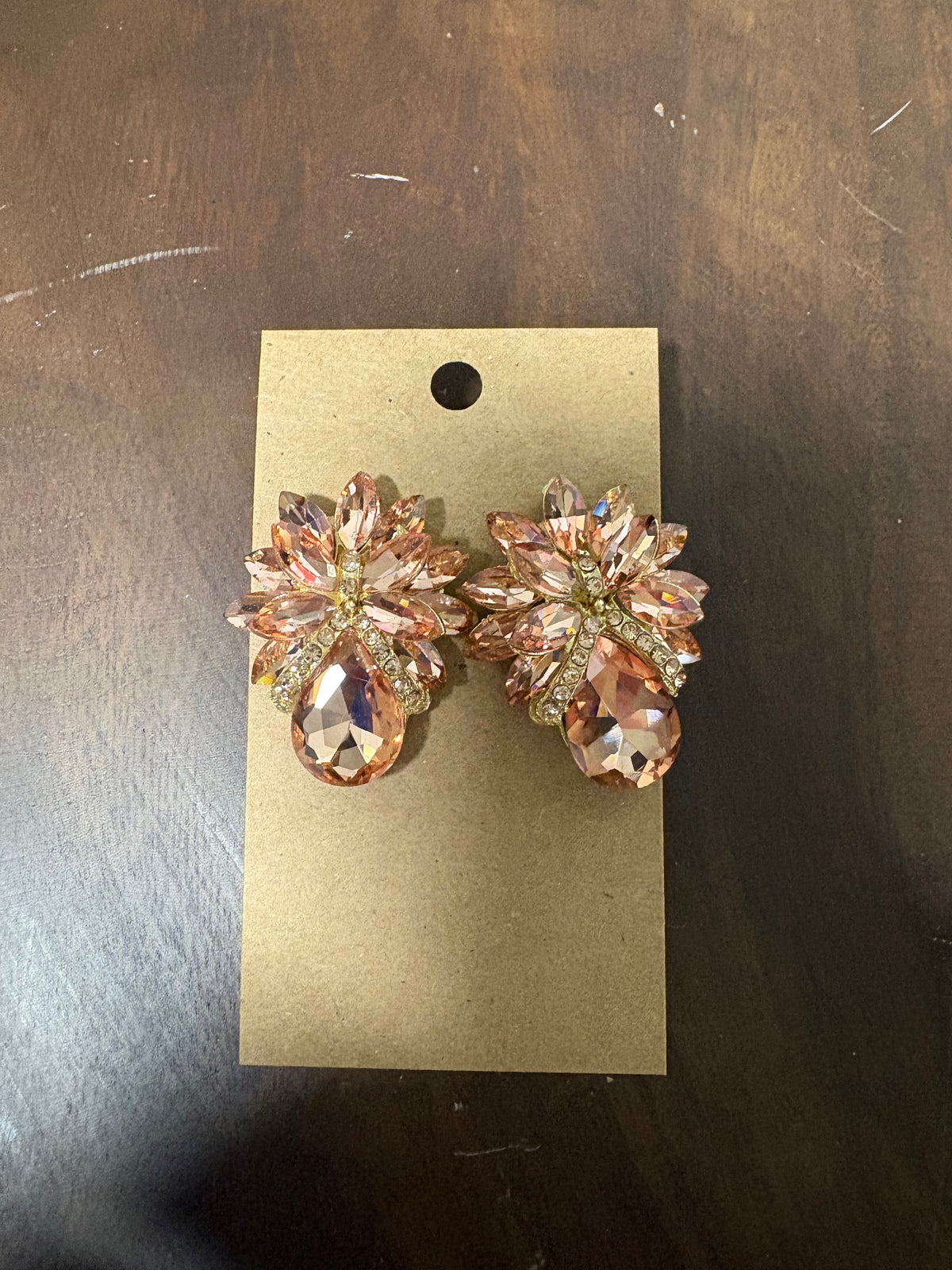 Formal Earrings Rose Gold Pink Teardrop Detailed Stud