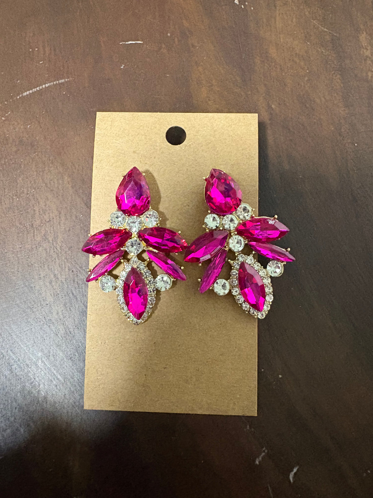 Formal Earrings Hot Pink Gold Base Bee