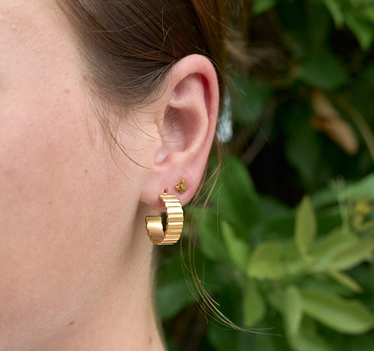 Nikki Smith Dylan Ridged Gold Hoops