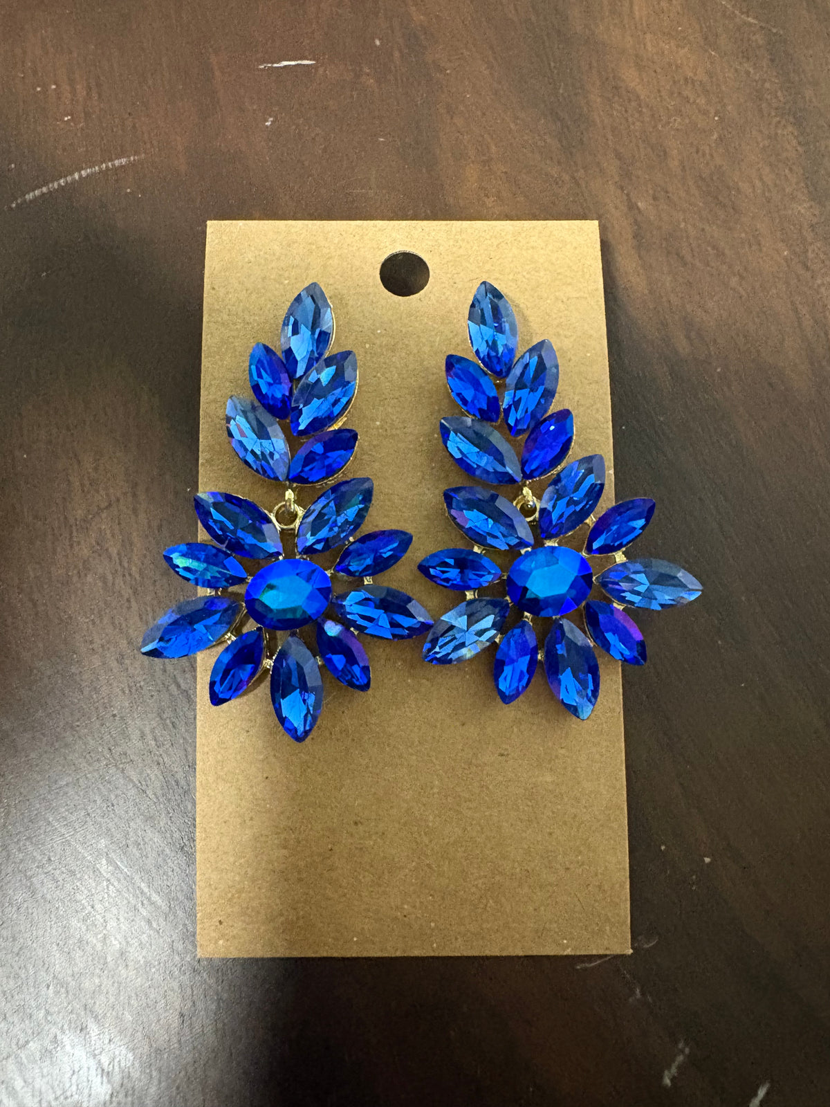 Formal Earrings Blue Oval Center