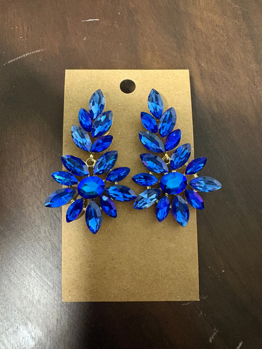 Formal Earrings Blue Oval Center