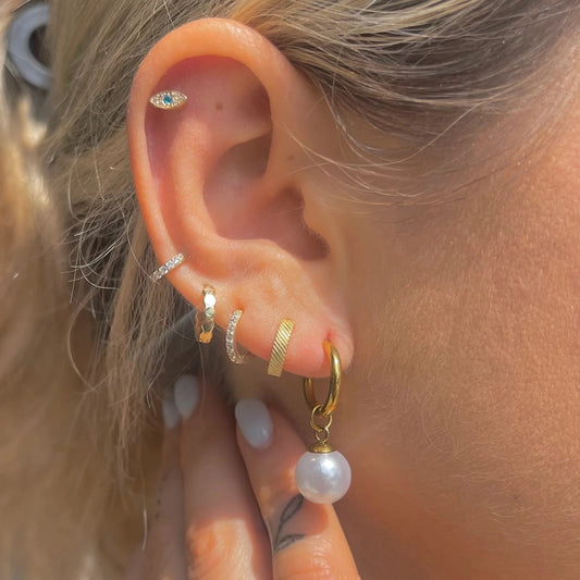 Nikki Smith Florence Gold Pearl Hoop Huggies