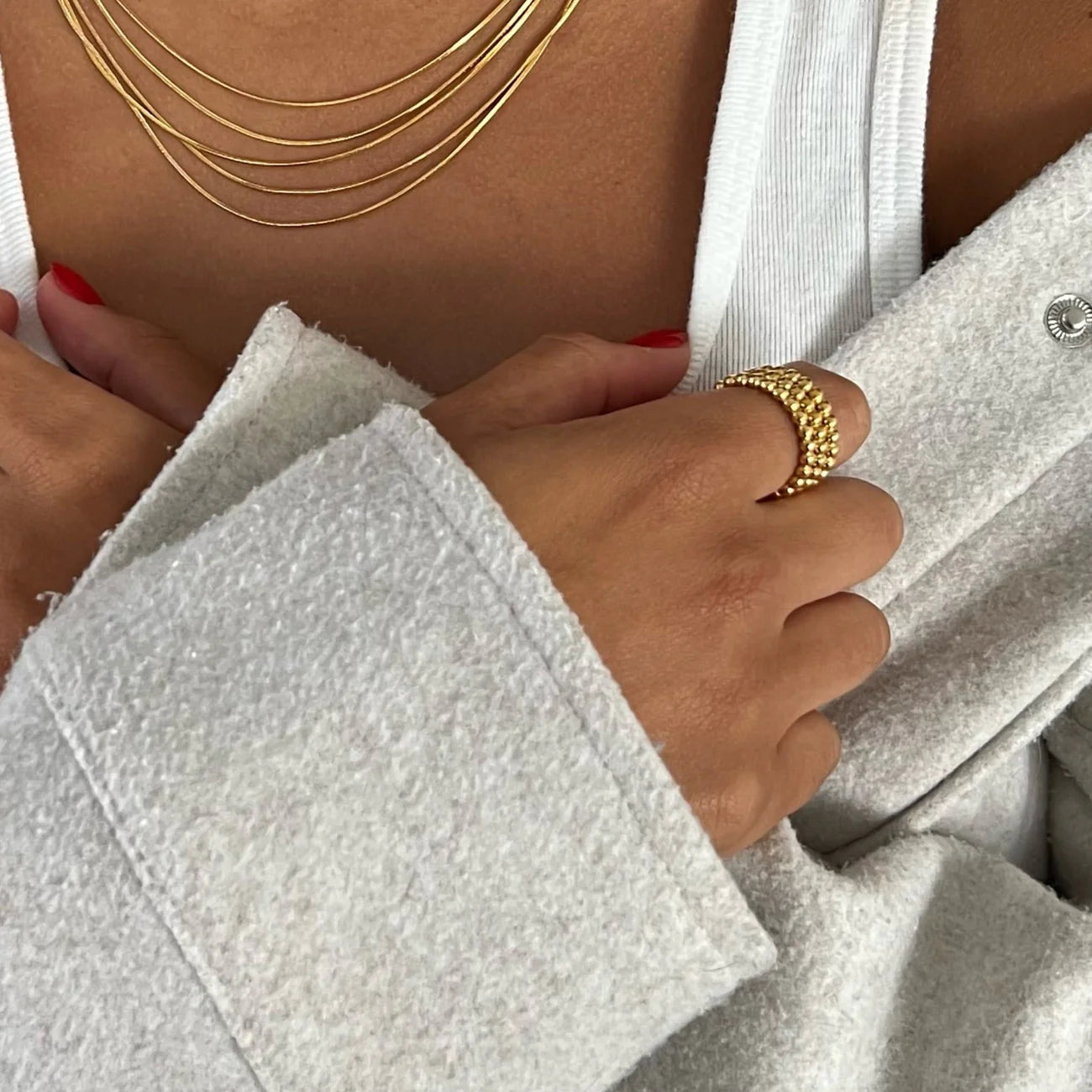 Ellie Vail Lucia Beaded Triple Ring Set