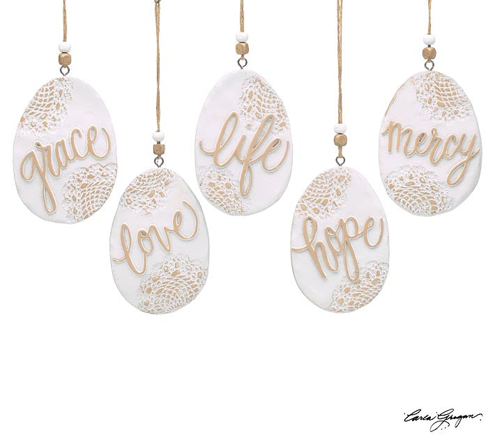 Lace Hand Painted Message Ornament