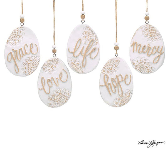 Lace Hand Painted Message Ornament