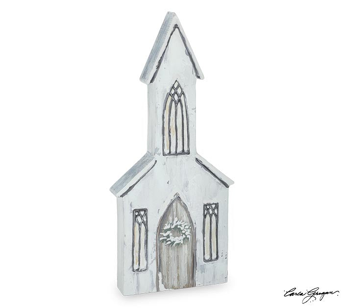 Snowy Church Shelf Sitter