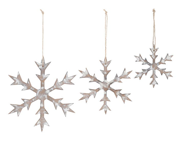 Whitewashed Wooden Snowflake Ornaments