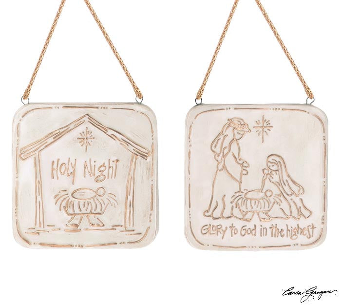 Square Ceramic Nativity Ornament