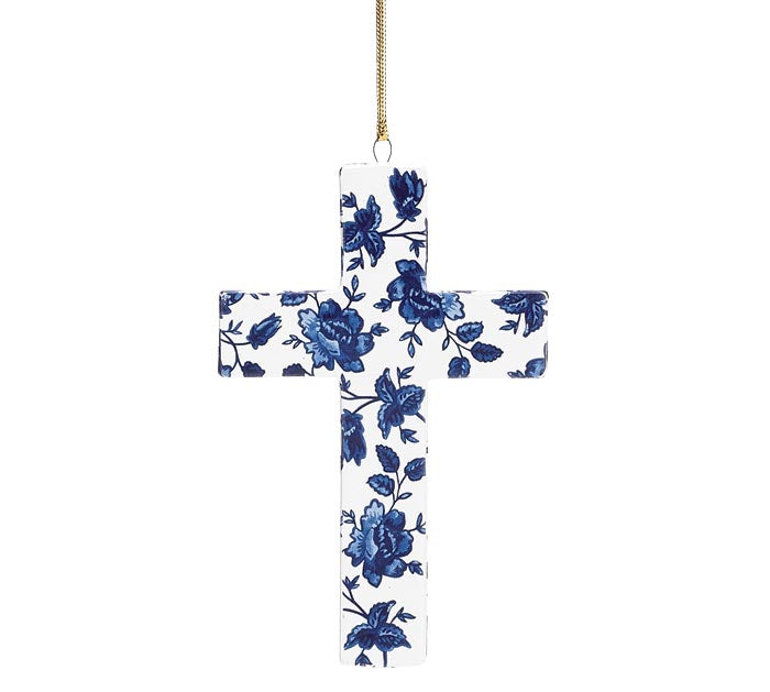 Blue Cross Ceramic Ornament