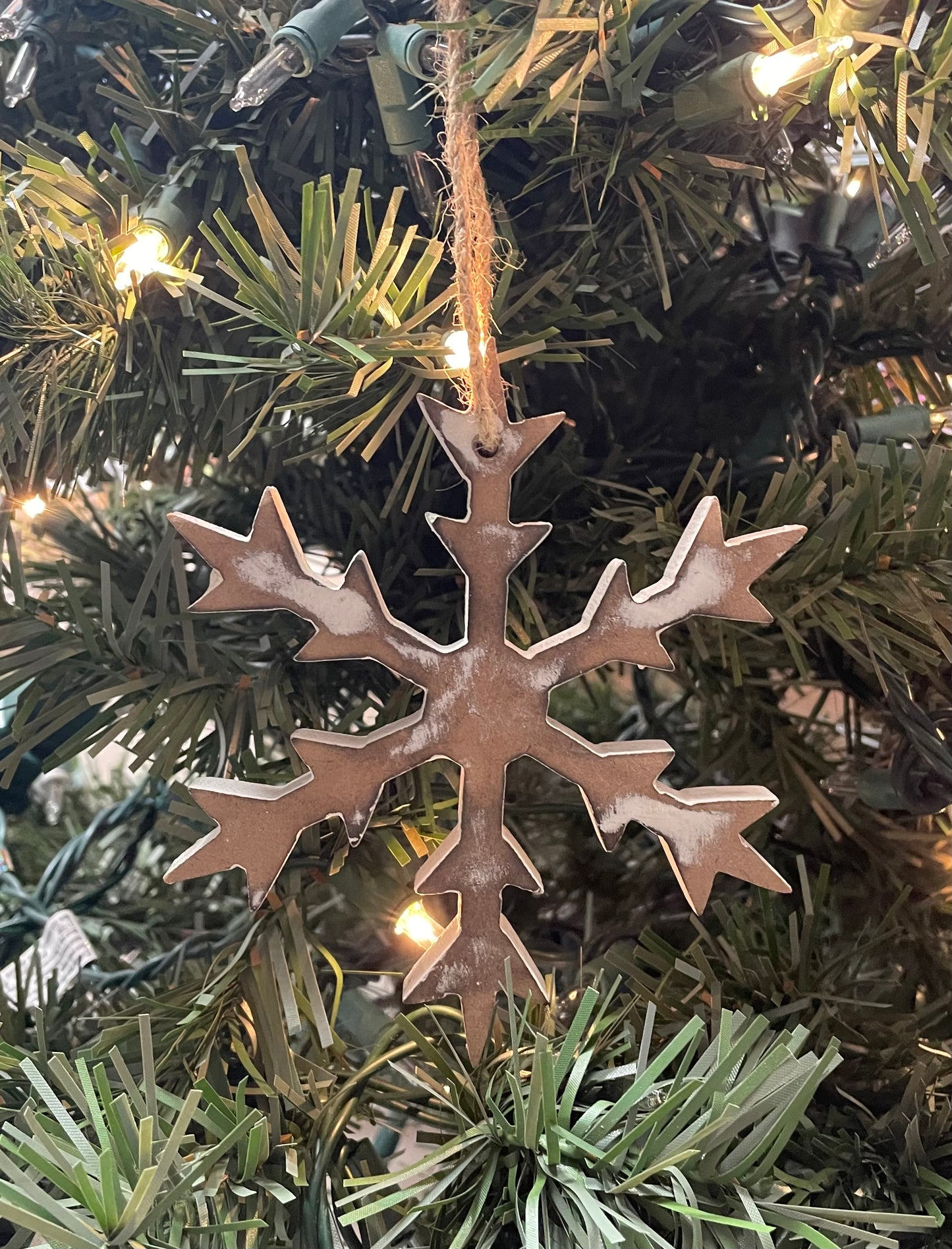 Whitewashed Wooden Snowflake Ornaments