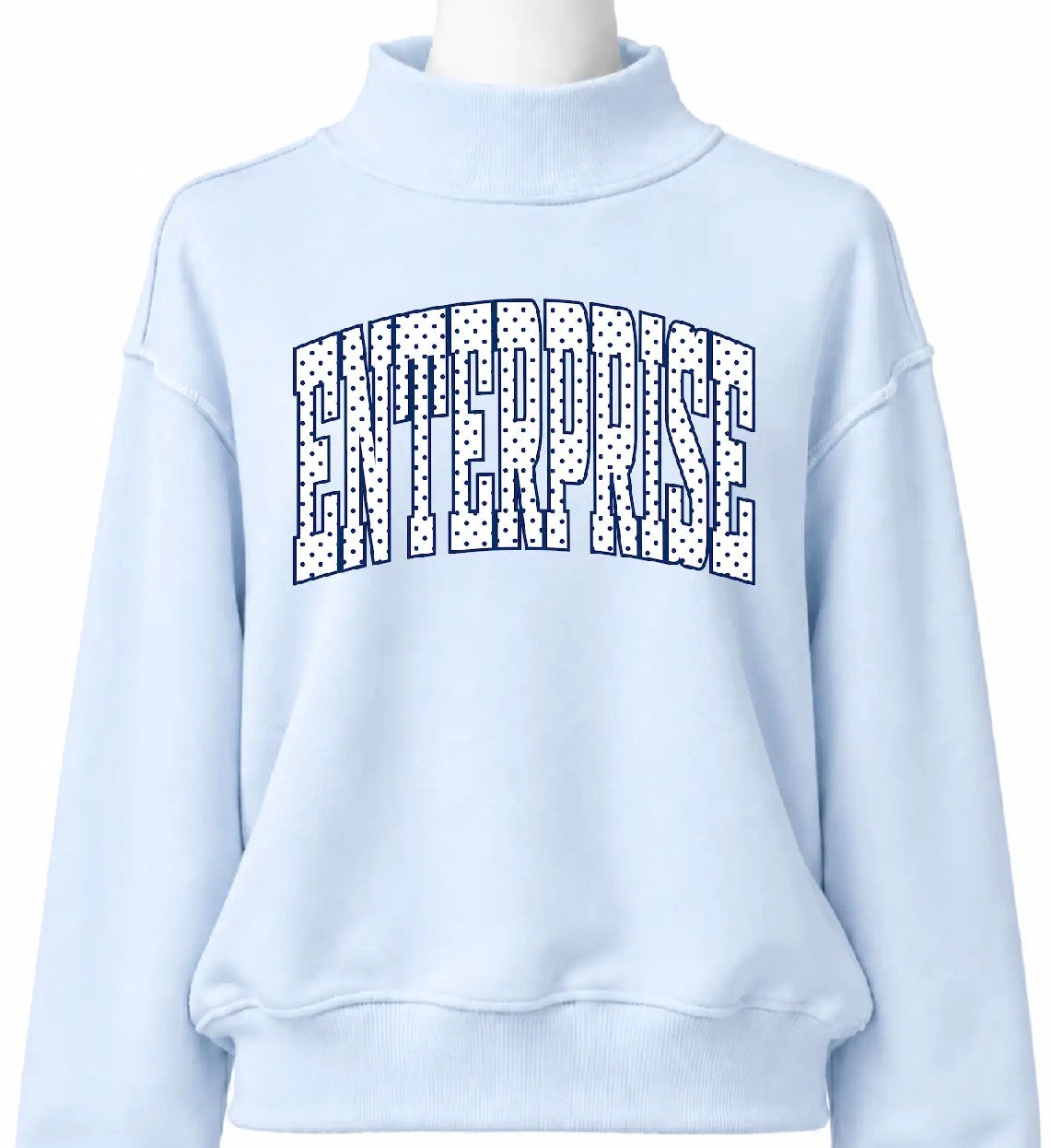 ENTERPRISE Polka Dot Mock Neck - Light Blue