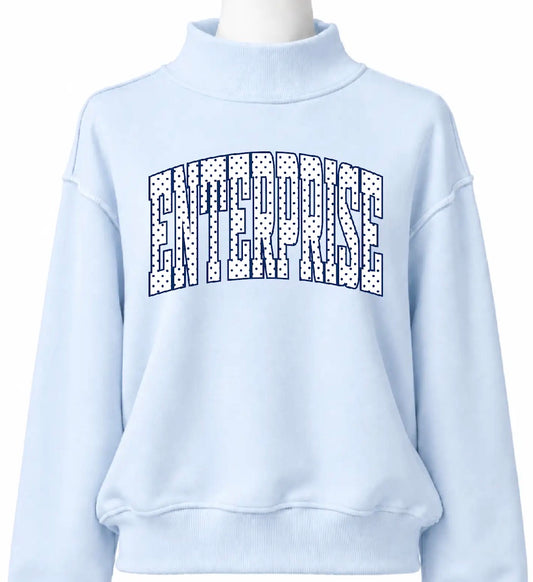 ENTERPRISE Polka Dot Mock Neck - Light Blue