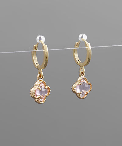 Glass Clover Dangle Hoop