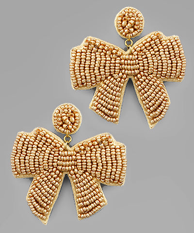 Christmas Bows Beaded Earrings