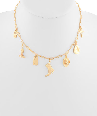 Gold Cowboy Charm Necklace
