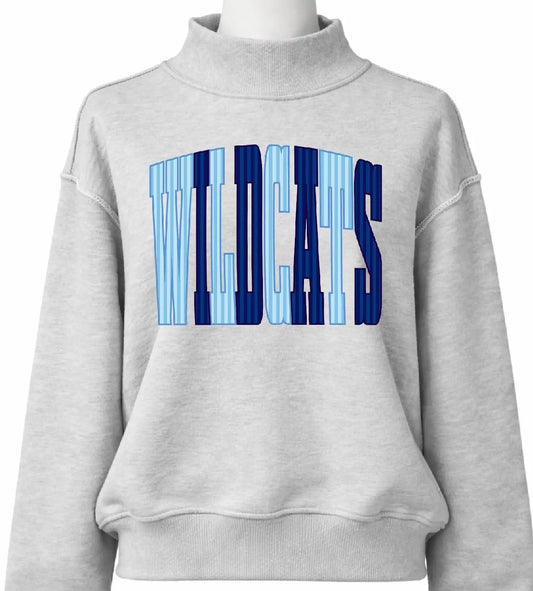 WILDCATS Stripe Mock Neck - Grey
