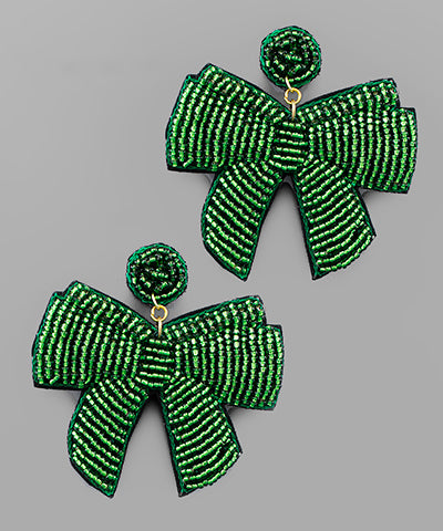 Christmas Bows Beaded Earrings