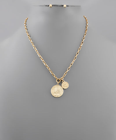 Gold Two Coin Pendant Necklace