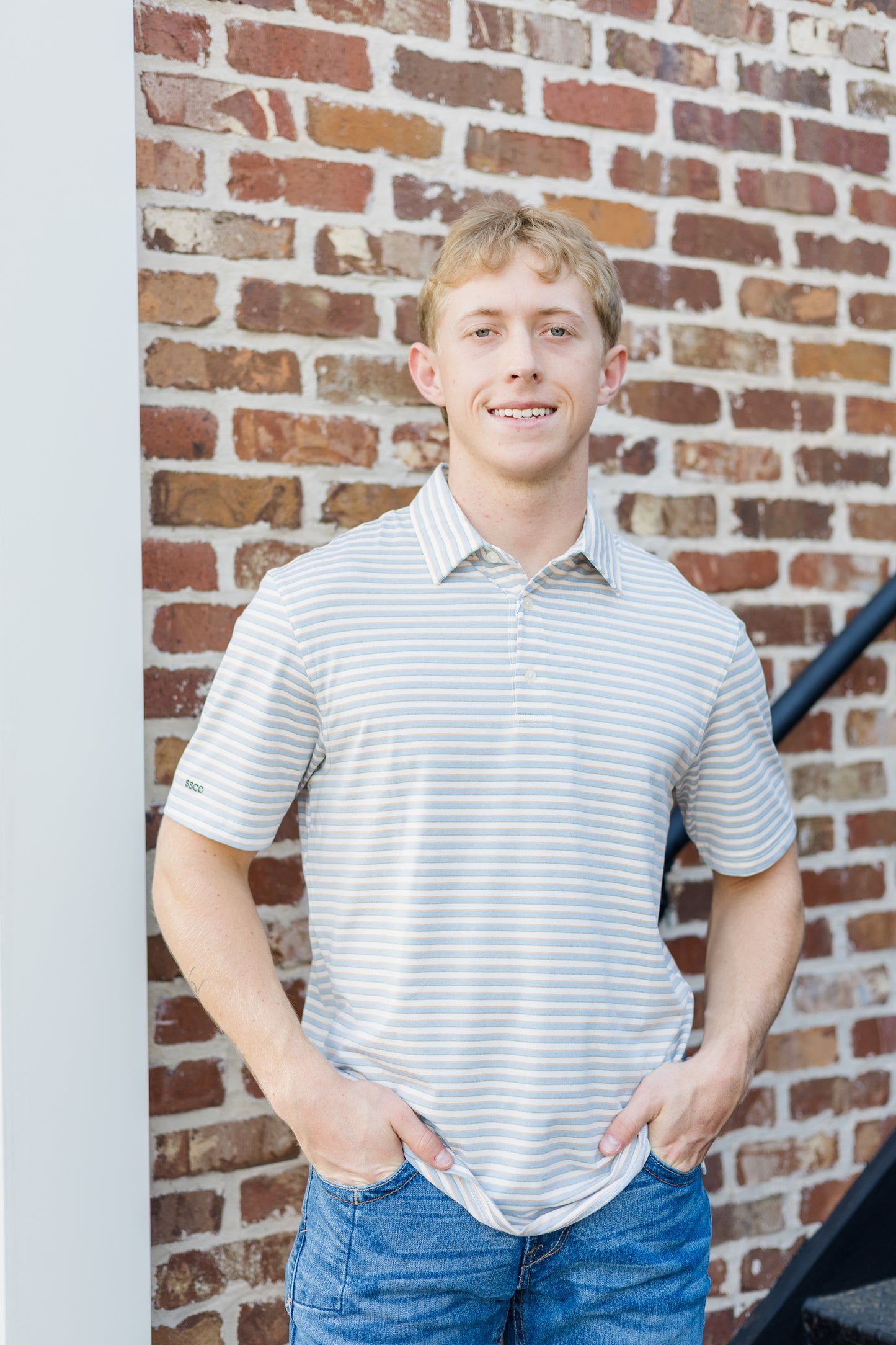 Cahaba Heather Stripe Polo - Hampton