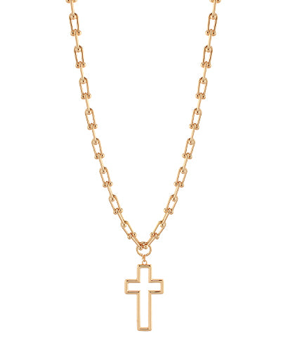 Gold Open Cross Chain Necklace