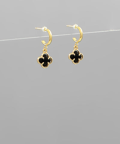 Glass Clover Dangle Hoop