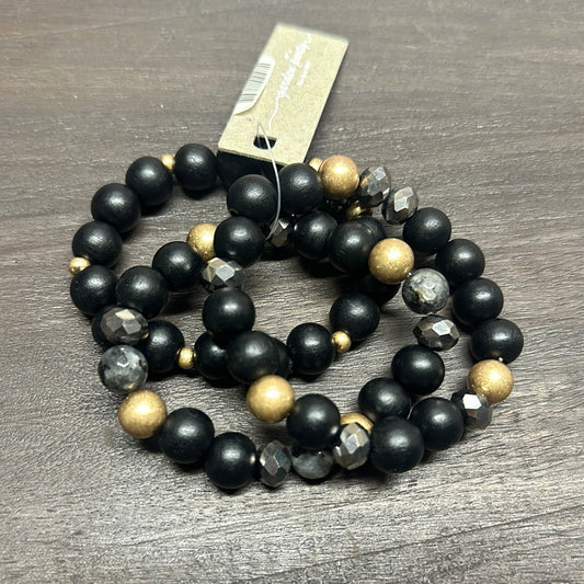 Black and Gold Three Bracelet Set