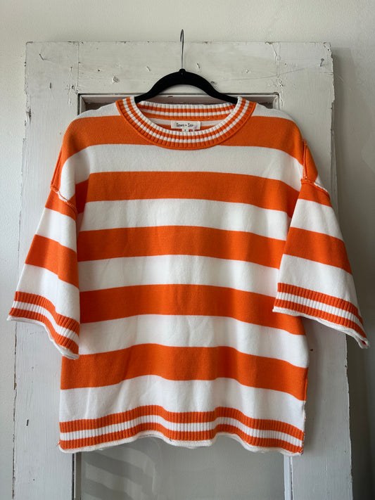 First & Ten Sweater - Orange/White