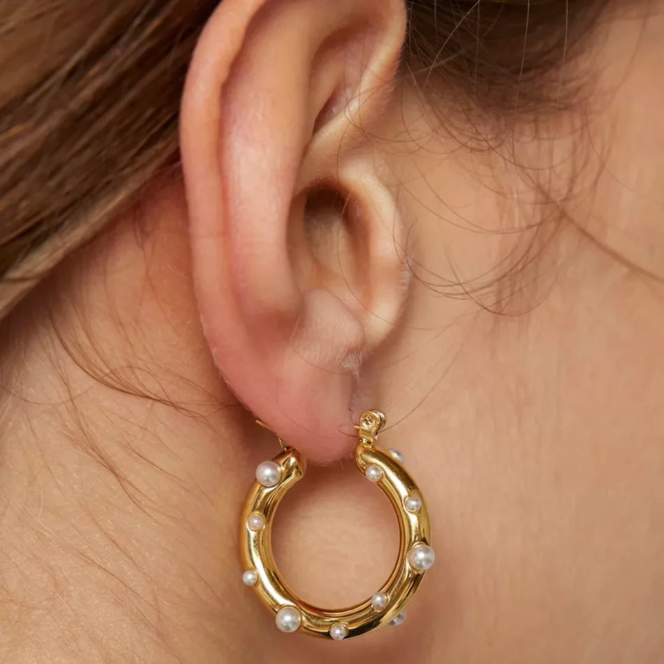 Ellie Vail Nicoletta Pearl Hoop Earring