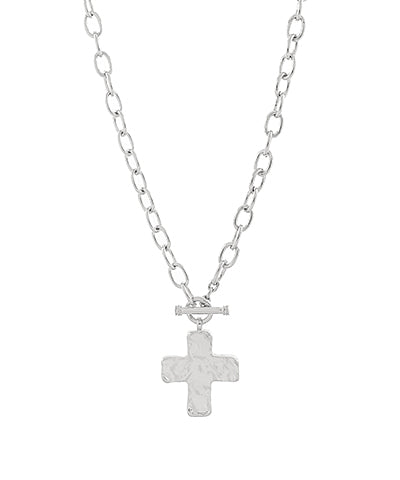 Hammered Cross Necklace