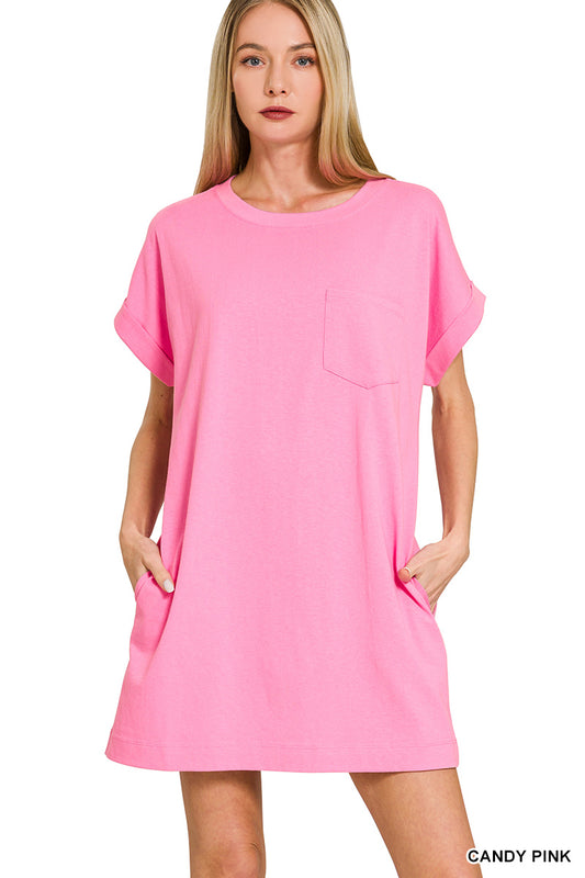 The Basics Casual Dress - Candy Pink