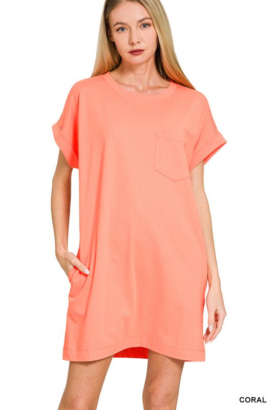 The Basics Casual Dress - Coral