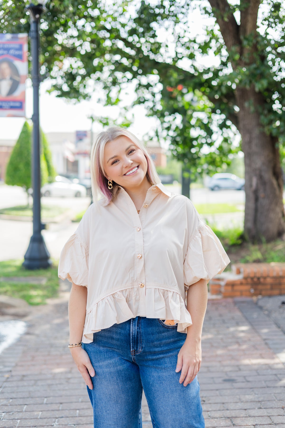 Cute as a Button Top - Ecru