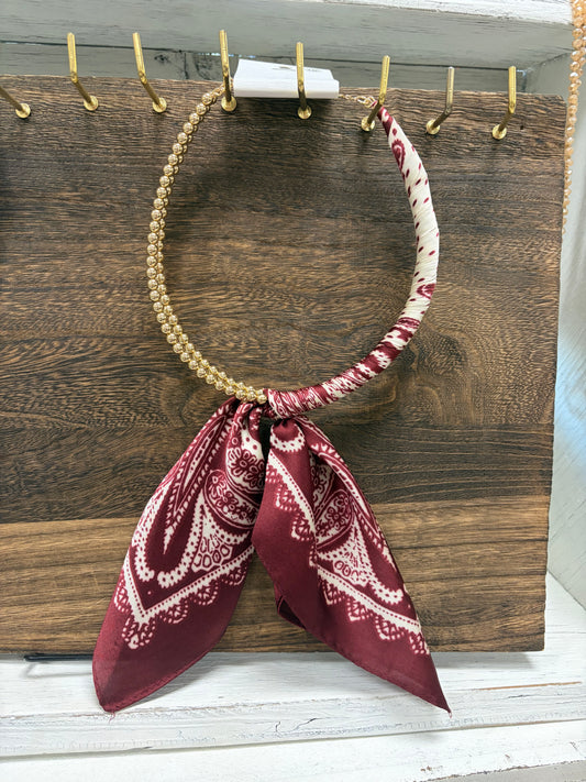 Scarf Necklace - Burgundy