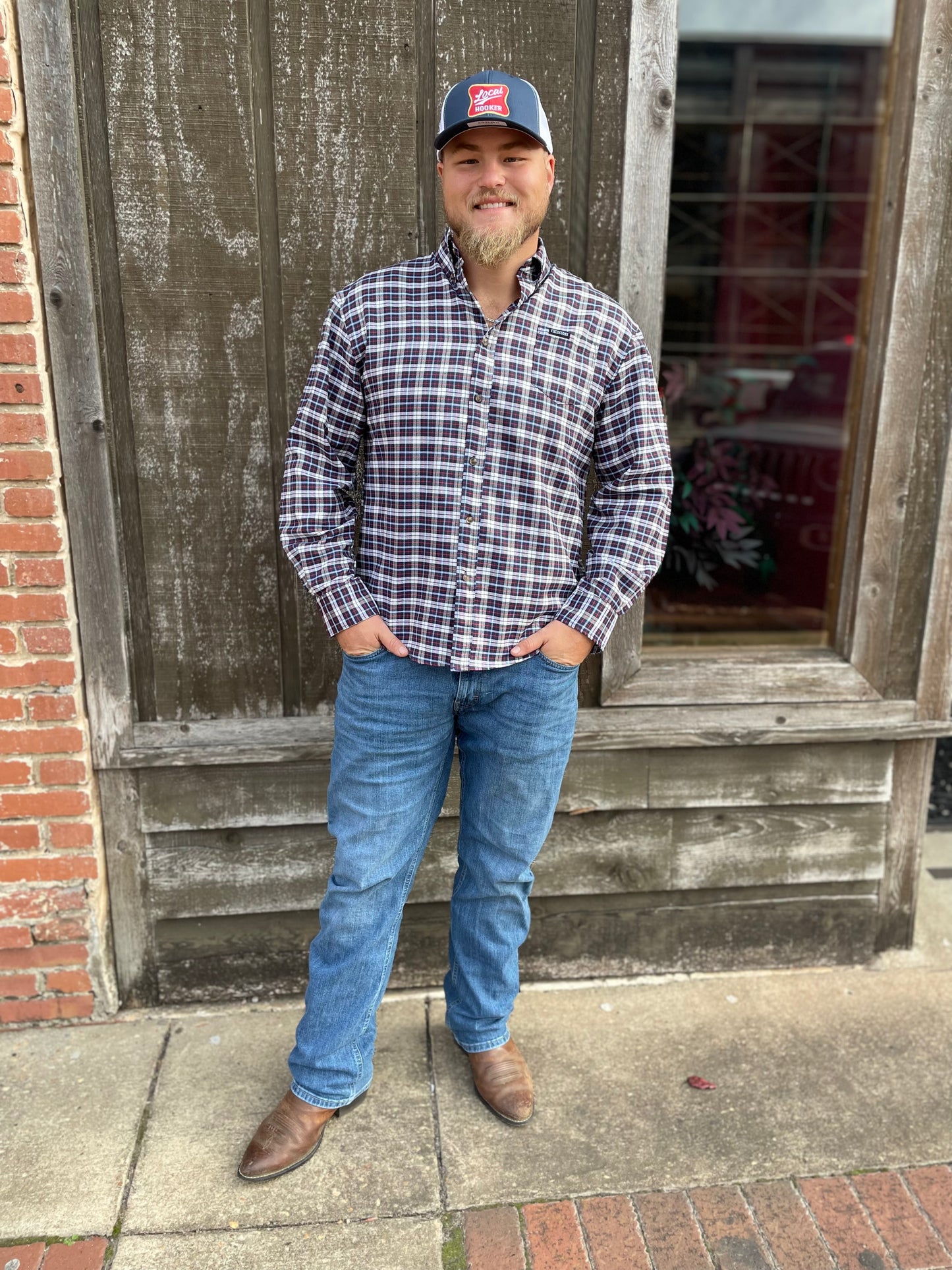 Fieldstone The McCoy Button Down, Navy & Red