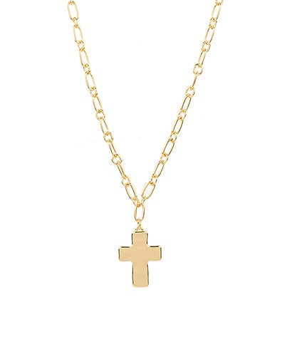 Cross Pendant Oval Chain Necklace