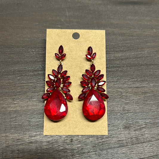 Formal Earrings Red Gold Base Spiked Drop