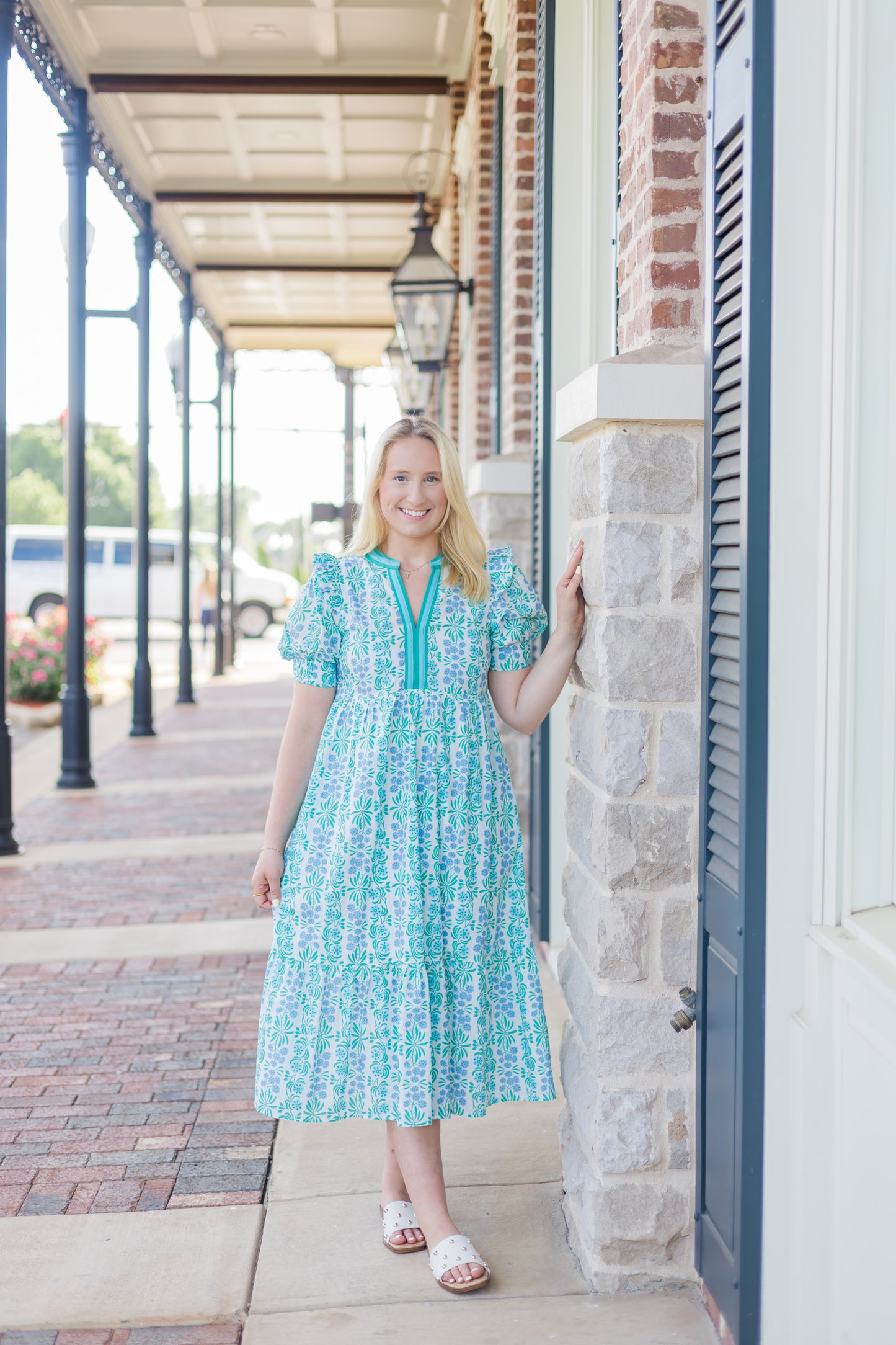 Azure Flowers Midi Dress