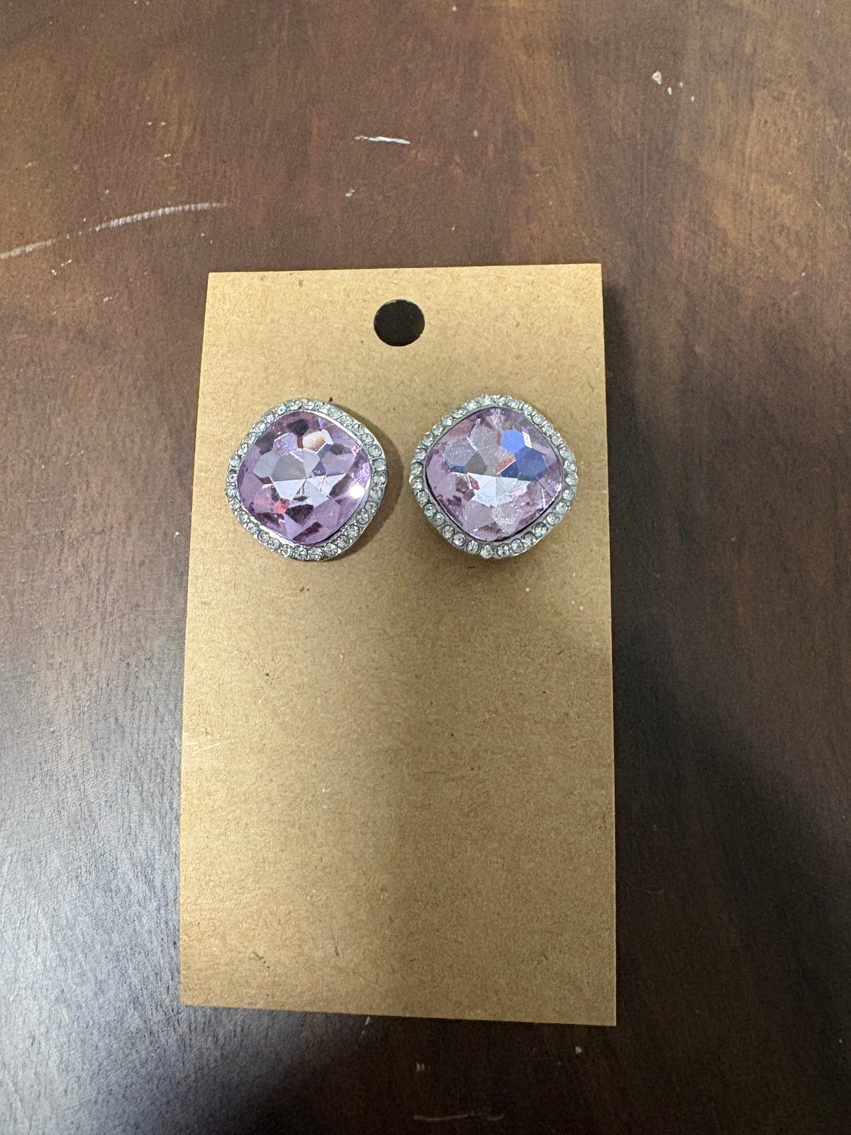 Formal Earrings Lavender Silver Outlined Stud