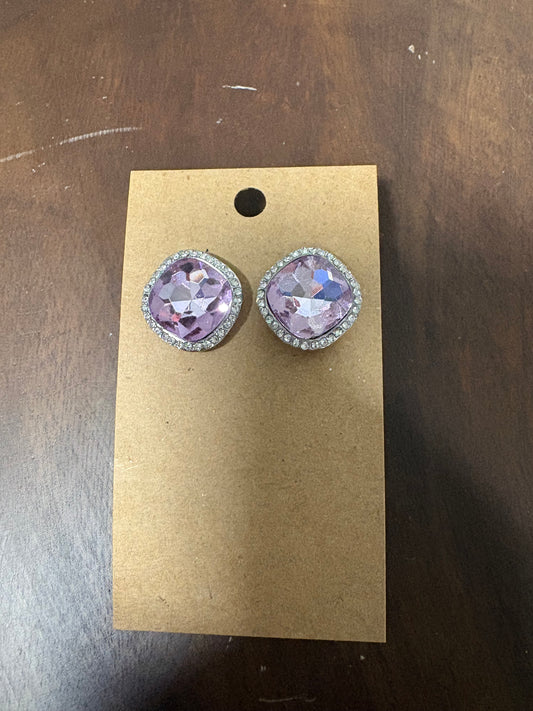Formal Earrings Lavender Silver Outlined Stud