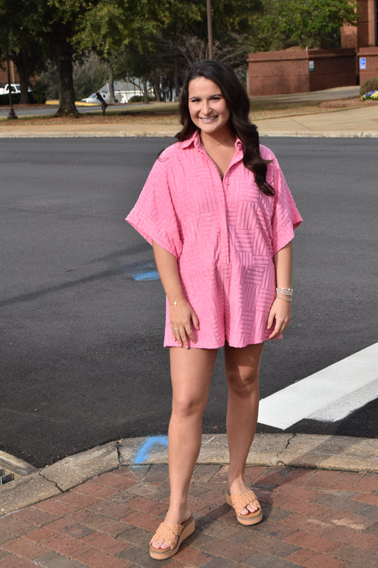 Ready for Anything Romper - Hot Pink
