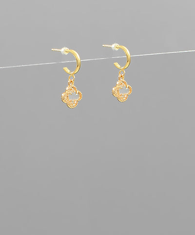 Glass Clover Dangle Hoop