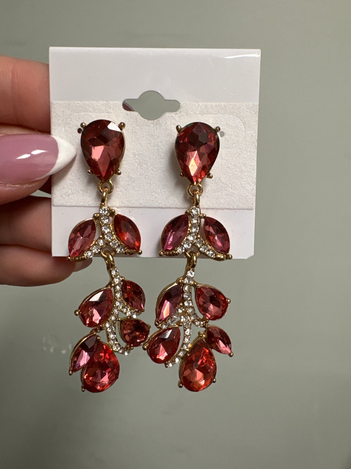 Formal Earrings Rose Teardrops