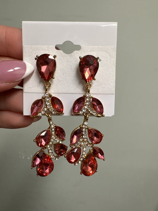 Formal Earrings Rose Teardrops