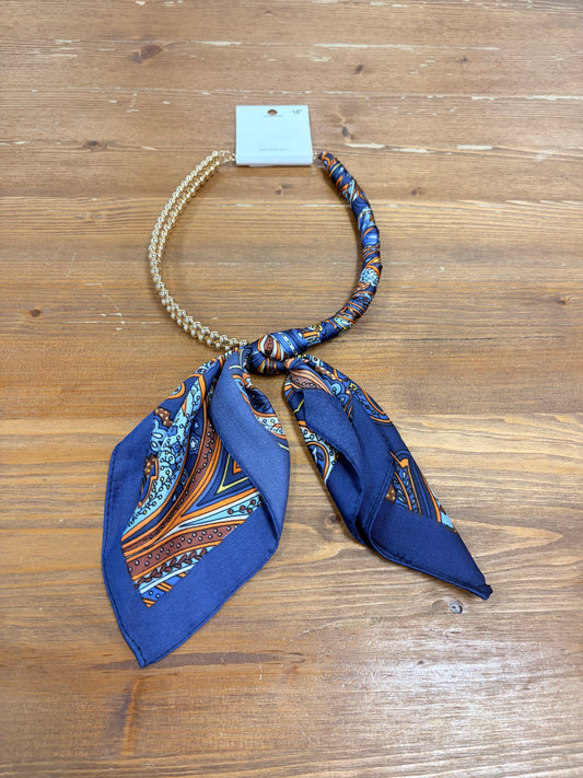 Scarf Necklace - Orange and Blue